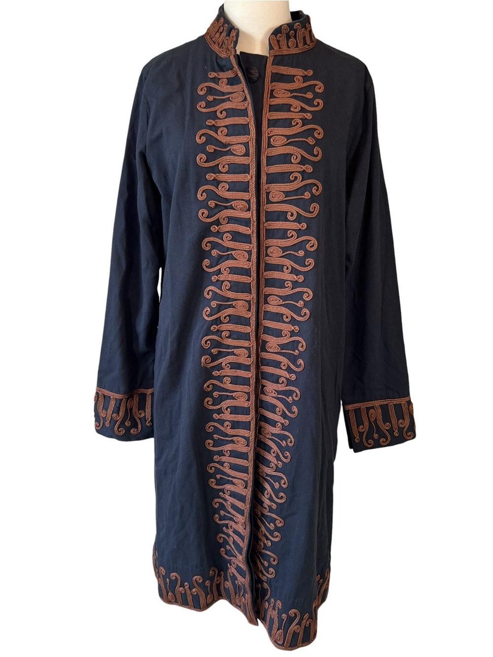 NEW Gretchen Scott Designs Pashmina Embroidered Cord Moroccan Coat